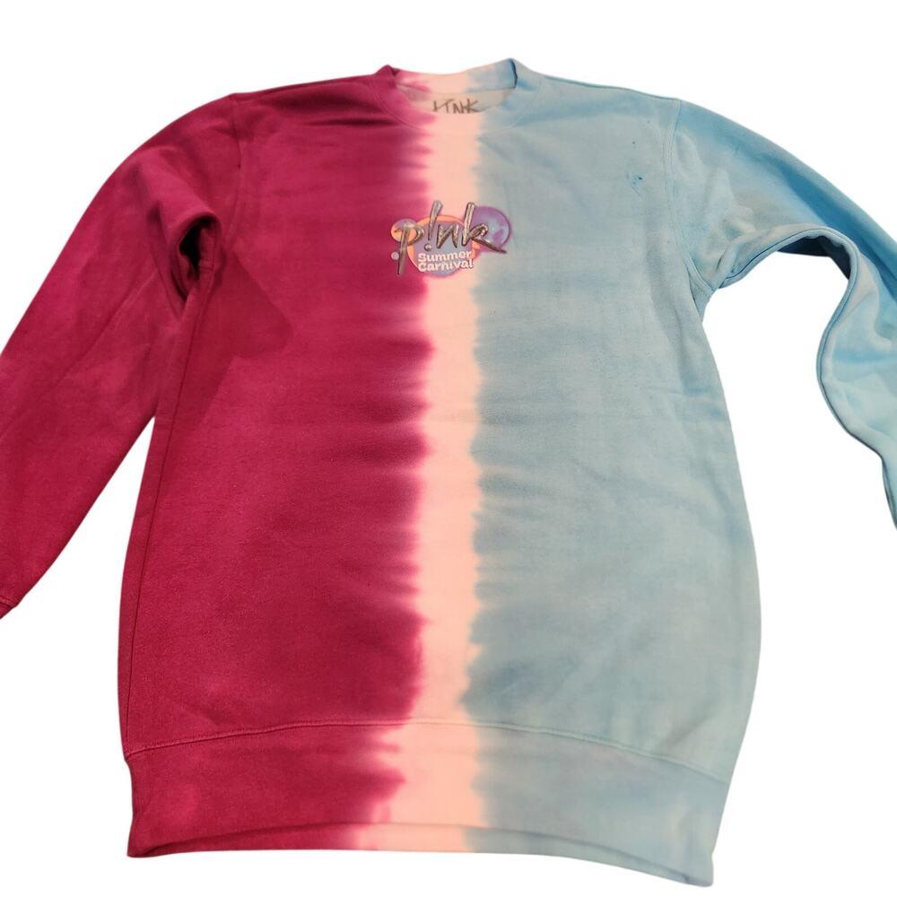 Pink Summer Carnival Tour 2024 Split Tie Dye Crewneck Sweatshirt Medium